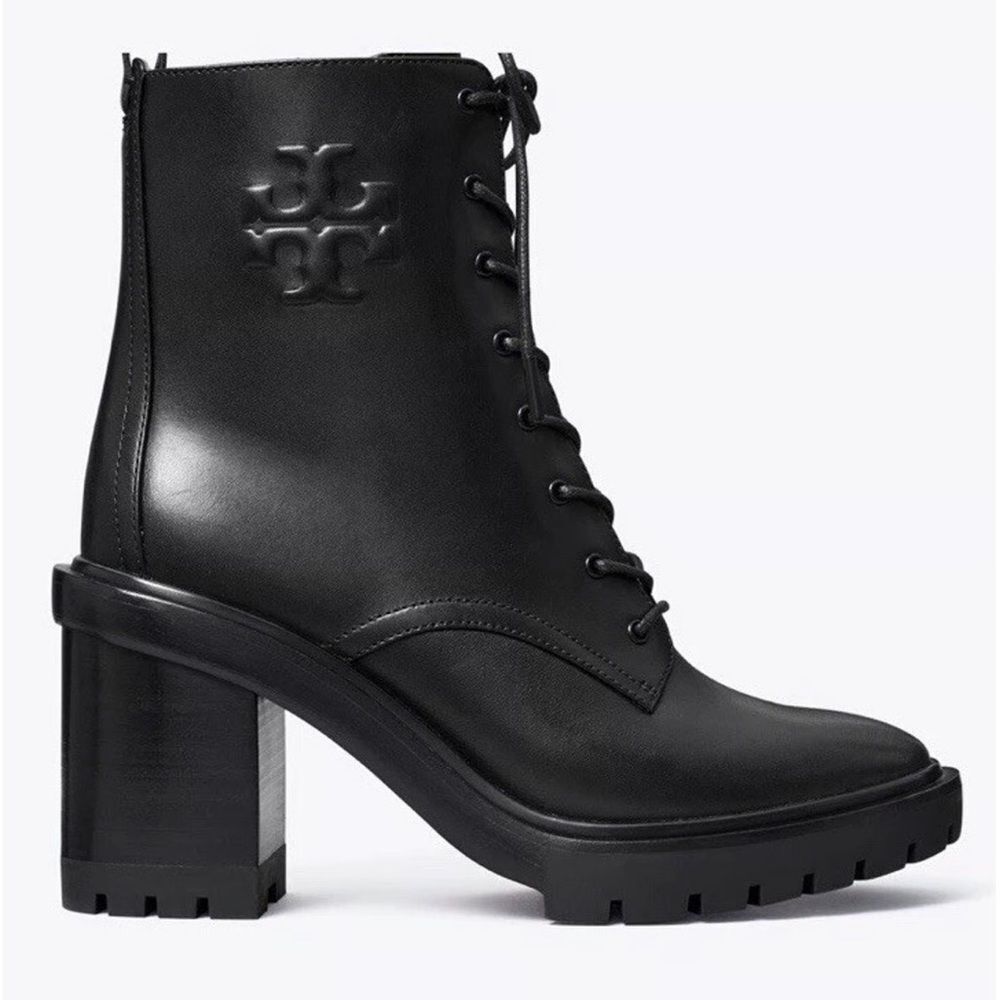 Tory Burch Black Boots Double T Lug Sole Bootie Boots